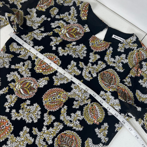 Reformation Sz XS Talia Top Black Floral Puff Shoulder Sleeves EUC - Picture 9 of 12